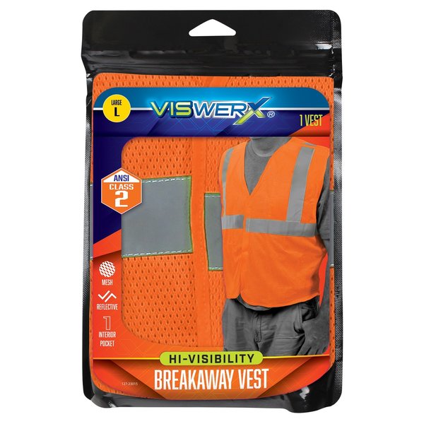 Viswerx Hi-Vis Breakaway Vest - ANSI CL2 Orange LG 127-23015